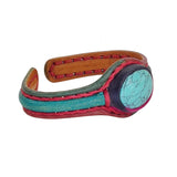 Handcrafted Adjustable Colored Vegetal Leather Bracelet with Firuze Stone-Unisex Gift Fashion Jewelry Natural Stone Cuff Wristband