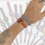 Handcrafted Genuine Vegetal Colored Leather Bracelet with Orange Agate Stone Setting-Unisex Gift Fashion Jewelry Wristband