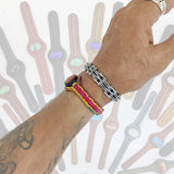 Handcrafted Genuine Vegetal Colored Leather Bracelet with Orange Agate Stone Setting-Unisex Gift Fashion Jewelry Wristband