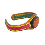 Handcrafted Genuine Vegetal Colored Leather Bracelet with Orange Agate Stone Setting-Unisex Gift Fashion Jewelry Wristband