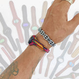 Bohemian Unique Handcrafted Vegetal Colored Leather Bracelet with Tiger's Eye Stone-Unisex Gift Fashion Jewelry-Adjustable Wristband Cuff
