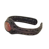 Unique Handcrafted Genuine Vegetal Black Leather Bracelet with Red Tiger Eye Stone-Unisex Gift Fashion Jewelry Natural Stone Cuff