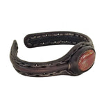 Unique Handcrafted Genuine Vegetal Black Leather Bracelet with Red Tiger Eye Stone-Unisex Gift Fashion Jewelry Natural Stone Cuff