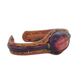 Unique Handcrafted Genuine Vegetal Brown and Yellow Leather Bracelet with Red Tiger Eye Stone-Unisex Gift Fashion Jewelry Natural Stone Cuff