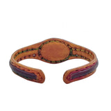 Unique Handcrafted Genuine Vegetal Brown and Yellow Leather Bracelet with Red Tiger Eye Stone-Unisex Gift Fashion Jewelry Natural Stone Cuff