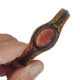 Unique Handcrafted Genuine Vegetal Brown and Yellow Leather Bracelet with Red Tiger Eye Stone-Unisex Gift Fashion Jewelry Natural Stone Cuff