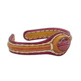 Unique Handcrafted Vegetal Red and Yellow Leather Bracelet with Orange Agate Stone-Unisex Gift Fashion Jewelry-Adjustable Wristband Cuff