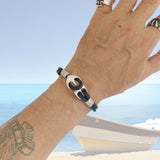 Handcrafted 9 inches Brown Genuine Leather Unisex Marine Style Fashion Bracelet-Cuff-Stainless Anchor Design Bracelet