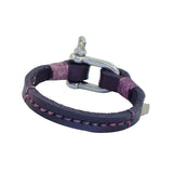 Handcrafted 7. 3/4 inches Brown Genuine Leather Unisex Marine Style Fashion Bracelet-Cuff-Stainless Stainless Shackle  Design Bracelet