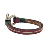 Handcrafted 8. 1/2 inches Brown Genuine Leather Unisex Marine Style Fashion Bracelet-Cuff-Stainless Stainless Shackle  Design Bracelet