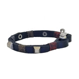 Handcrafted 7.75 inches Black Genuine Leather Unisex Marine Style Fashion Bracelet-Cuff-Stainless Stainless Shackle  Design Bracelet