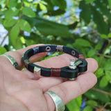 Handcrafted 7.75 inches Black Genuine Leather Unisex Marine Style Fashion Bracelet-Cuff-Stainless Stainless Shackle  Design Bracelet