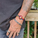 Handcrafted Genuine Vegetal Colored Leather Bracelet with Gold Sandstone Setting-Lifestyle Gift Fashion Jewelry Cuff Bangle