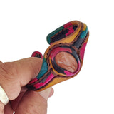 Handcrafted Genuine Vegetal Colored Leather Bracelet with Gold Sandstone Setting-Lifestyle Gift Fashion Jewelry Cuff Bangle