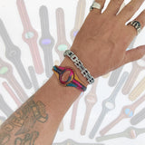 Handcrafted Genuine Vegetal Colored Leather Bracelet with Gold Sandstone Setting-Lifestyle Gift Fashion Jewelry Cuff Bangle