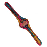 Handcrafted Genuine Vegetal Colored Leather Bracelet with Gold Sandstone Setting-Lifestyle Gift Fashion Jewelry Cuff Bangle