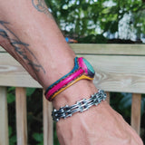 Unique Handcrafted Vegetal Colored Leather Bracelet with Green Agate Stone-Unisex Gift Fashion Jewelry with Naturel Stone Cuff