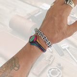 Unique Handcrafted Vegetal Colored Leather Bracelet with Green Agate Stone-Unisex Gift Fashion Jewelry with Naturel Stone Cuff