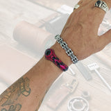 Unique Handcrafted 2 Colored Vegetal Leather Bracelet with Black Agate Stone Setting-Unique Gift Fashion Jewelry Cuff-Adjustable Wristband