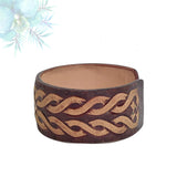 Handcrafted Genuine Vegetal Leather Bracelet with Hand Carved-Gift Unique Fashion Jewelry Adjustable Wristband or Arm Bracelet