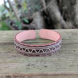 Handcrafted Genuine Vegetal Leather Bracelet with Hand Carved Ethnic-Gift-Unique Fashion Jewelry-Adjustable Wristband or Arm Bracelet