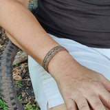 Handcrafted Genuine Vegetal Leather Bracelet with Hand Carved Ethnic-Gift-Unique Fashion Jewelry-Adjustable Wristband or Arm Bracelet