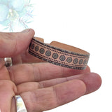 Handcrafted Genuine Vegetal Leather Bracelet with Hand Carved Ethnic Sun-Gift-Unique Fashion Jewelry-Adjustable Wristband or Arm Bracelet
