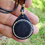 Boho Handcrafted Genuine Vegetal Leather Necklace with White and Gray Agate Stone-Unique Unisex Gift Fashion Jewelry