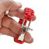 Handmade Braided Red Umbrella Rope with Adjustable Stainless Steel Shackle Lock - Marine Unisex Fashion Cuff-Bracelet