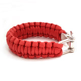 Handmade Braided Red Umbrella Rope with Adjustable Stainless Steel Shackle Lock - Marine Unisex Fashion Cuff-Bracelet