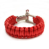 Handmade Braided Red Umbrella Rope with Adjustable Stainless Steel Shackle Lock - Marine Unisex Fashion Cuff-Bracelet