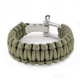 Handmade Braided Green Umbrella Rope with Adjustable Stainless Steel Shackle Lock - Gift Marine Unisex Fashion Cuff-Bracelet