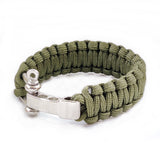 Handmade Braided Green Umbrella Rope with Adjustable Stainless Steel Shackle Lock - Gift Marine Unisex Fashion Cuff-Bracelet