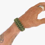 Handmade Braided Green Umbrella Rope with Adjustable Stainless Steel Shackle Lock - Gift Marine Unisex Fashion Cuff-Bracelet