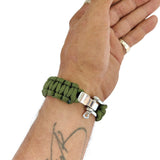 Handmade Braided Green Umbrella Rope with Adjustable Stainless Steel Shackle Lock - Gift Marine Unisex Fashion Cuff-Bracelet