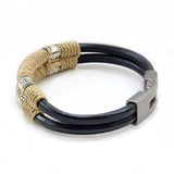 Handmade Trendy wristband genuine braided wrap leather bracelets men bangles for women fashion cuff-bracelet