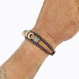 Boho Multilayer Leather Bracelet with Wood and Stainless Steel Beads - Gift Cuff Men genuine Leather Bracelet  Unisex Fashion Jewelry