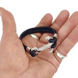 Fashion Multilayer 8.25'' Length Braided Leather with Stainless Steel Anchor Bracelet for Men - Gift Boho Black Marine Style Jewelry Gifts