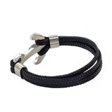Fashion Multilayer 7.5'' Length Braided Leather with Stainless Steel Anchor Bracelet for Men - Gift Boho Black Marine Style Jewelry Gifts