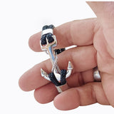 Fashion Multilayer 8.25'' Length Braided Leather with Stainless Steel Anchor Bracelet for Men - Gift Boho Black Marine Style Jewelry Gifts