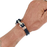 Fashion Multilayer 7.5'' Length Braided Leather with Stainless Steel Anchor Bracelet for Men - Gift Boho Black Marine Style Jewelry Gifts