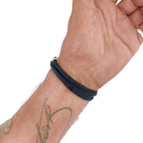 Fashion Multilayer 8.25'' Length Braided Leather with Stainless Steel Anchor Bracelet for Men - Gift Boho Black Marine Style Jewelry Gifts