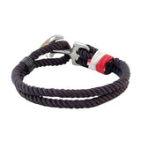 Boho Navy Style Multilayer Black Rope Bracelet with Stainless Steel Anchor Cuff - Gift Fashion Unisex Marine Bracelet