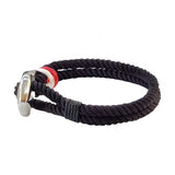 Boho Navy Style Multilayer Black Rope Bracelet with Stainless Steel Anchor Cuff - Gift Fashion Unisex Marine Bracelet