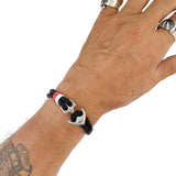 Boho Navy Style Multilayer Black Rope Bracelet with Stainless Steel Anchor Cuff - Gift Fashion Unisex Marine Bracelet