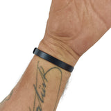 Handcrafted 8.25'' Length Black Genuie Leather Strap Unisex Marine Style Fashion Bracelet-Cuff - Gift Stainless Shackle Design Jewelery