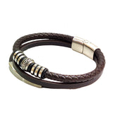 Vintage Multilayer Genuine Leather Bracelet with Stainless Steel Budha Charms - Gift Unisex Leather Fashion Jewelery