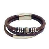 Vintage Multilayer Genuine Leather Bracelet with Stainless Steel Budha Charms - Gift Unisex Leather Fashion Jewelery