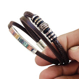 Vintage Multilayer Genuine Leather Bracelet with Stainless Steel Budha Charms - Gift Unisex Leather Fashion Jewelery