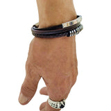 Vintage Multilayer Genuine Leather Bracelet with Stainless Steel Budha Charms - Gift Unisex Leather Fashion Jewelery